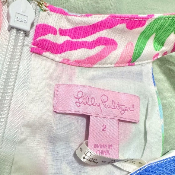 Lilly Pulitzer Ashlyn Shift Dress Size 2 Halter Beckon Blue Jungle Utopia 29555 - Picture 3 of 14